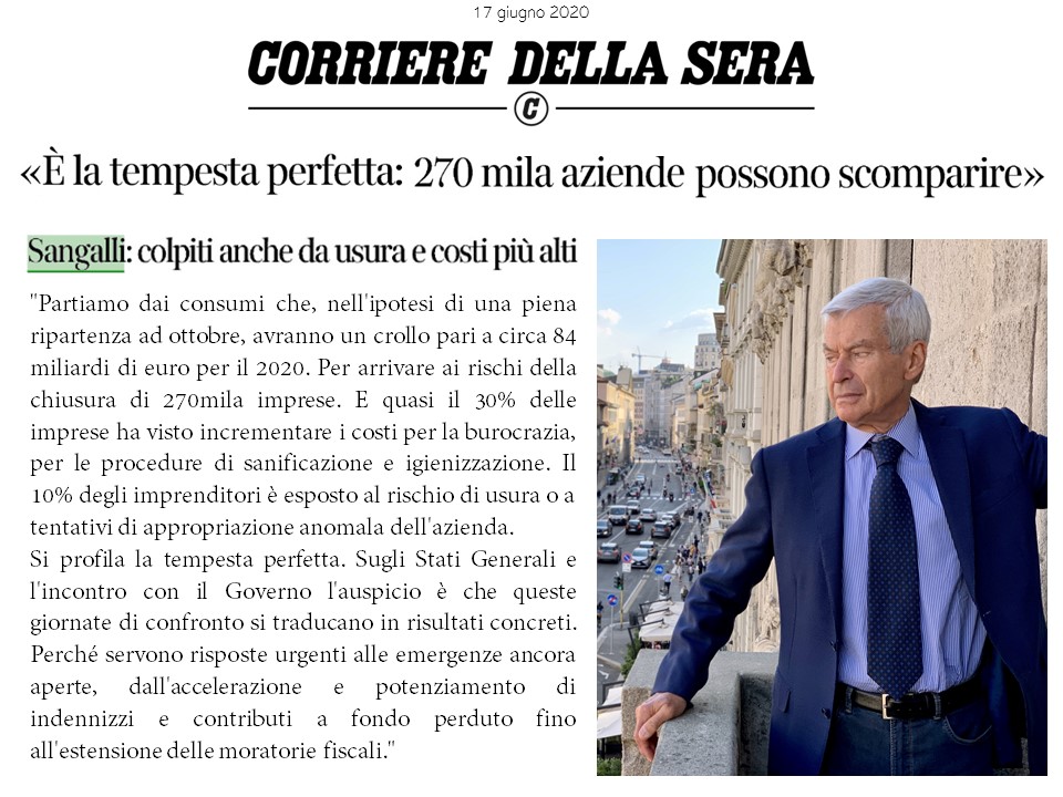 Carlo Sangalli - corriere della sera 17 giugno 2020