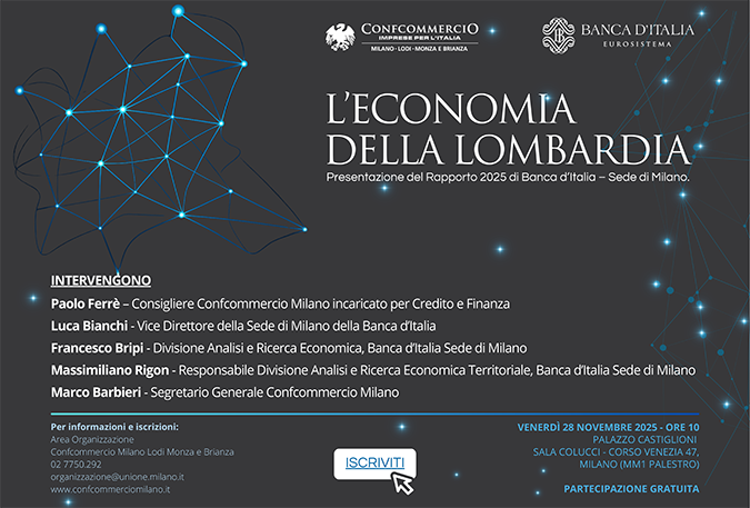 Confcommercio MiLoMB Banca d'Italia evento 2025 28 novembre programma aggiornato
