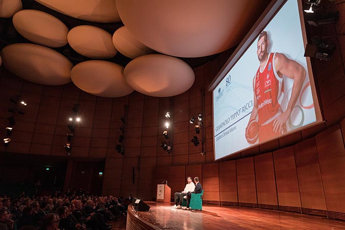 Lodi 80esimo Confcommercio MiLoMB il momento con Pippo Ricci Olimpia Milano basket_SITO