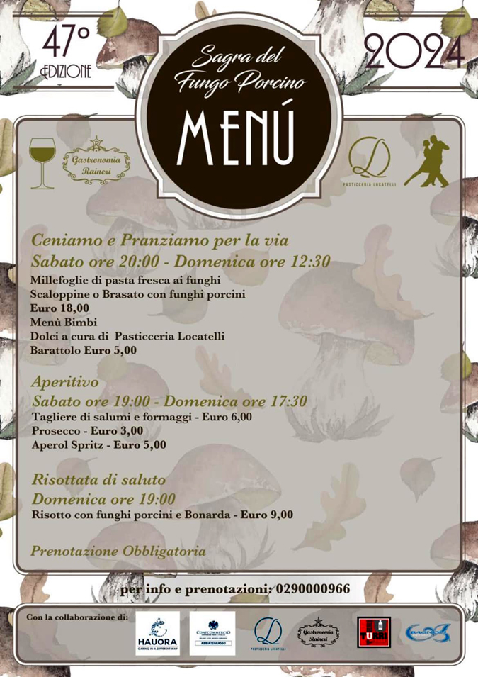 Motta Visconti Sagra Fungo Porcino Gastronomia Raineri Pasticceria Locatelli prezzi