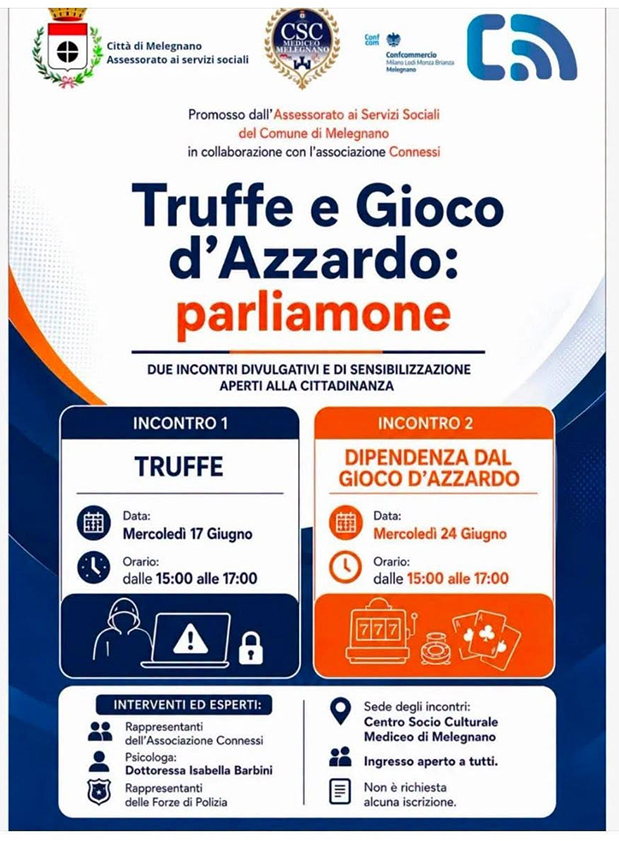 Confcommercio Melegnano iniziativa su truffe e gioco d'azzardo Confcommercio Melegnano iniziativa su truffe e gioco d'azzardo