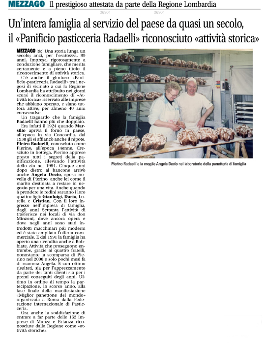 Giornale di Vimercate Panificio-pasticceria Radaelli